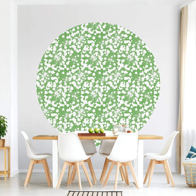 Déco murale cuisine Motif naturel Pissenlit avec pois devant vert
