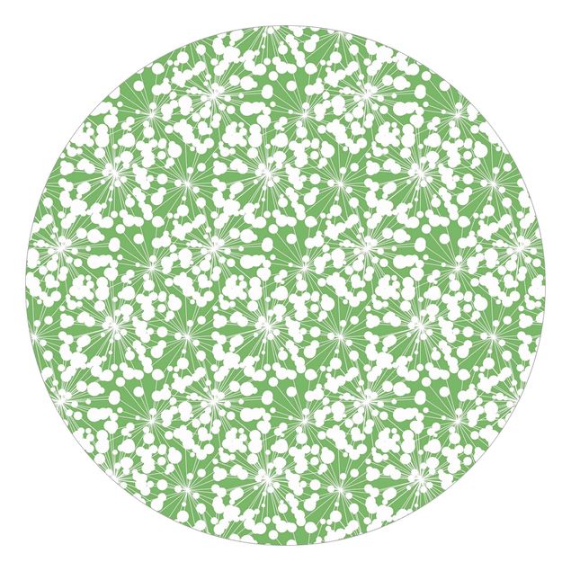papier peint graphique Motif naturel Pissenlit avec pois devant vert
