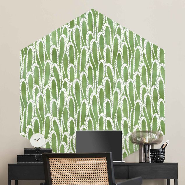 Papier peint moderne Motif naturel Succulents en vert