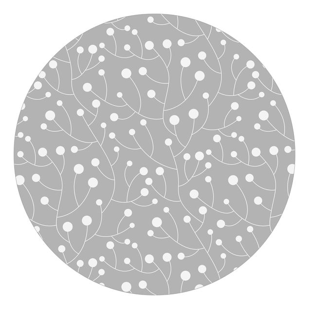 papier peint graphique Motif naturel de croissance à pois sur gris