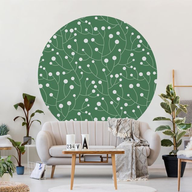 Déco murale cuisine Motif naturel de croissance avec des points sur le vert