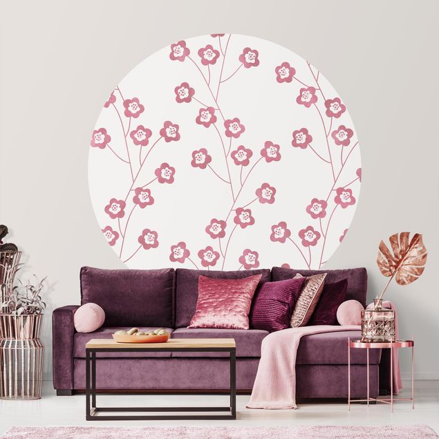 Déco murale cuisine Motif naturel fleurs délicates en rose