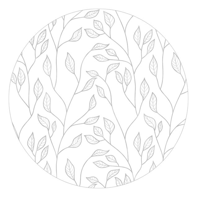 Tapisserie motif Motif naturel de branches avec feuilles en gris