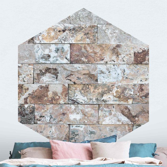Papier peint effet marbre Mur de pierre naturelle en marbre