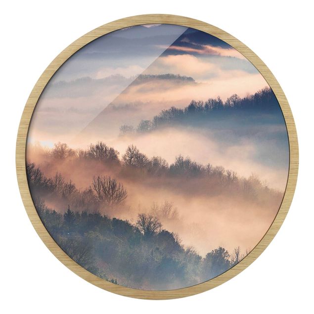 Tableaux encadrés paysage Brouillard au coucher du soleil