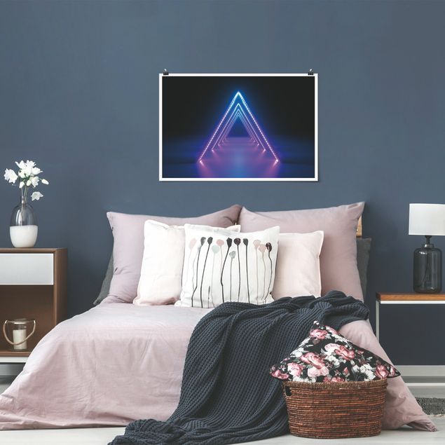 Tableaux 3d Neon Triangle