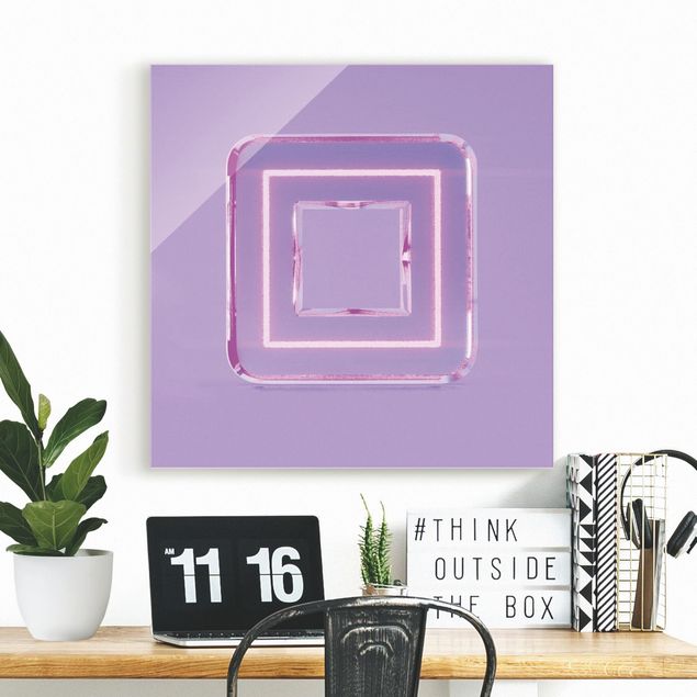 Tableaux moderne Neon Gamer Symbol Square