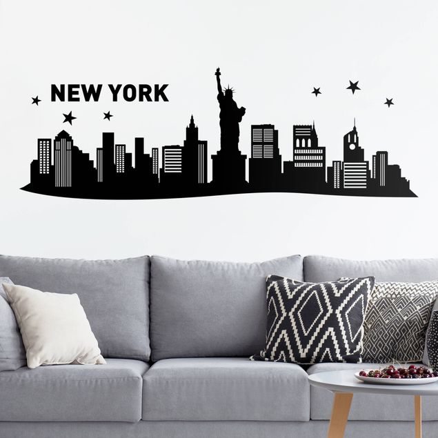 Autocollant mural New York Silhouette urbaine de la ville de New York