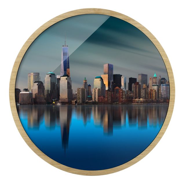 Tableaux Ronds Encadrés New York World Trade Center
