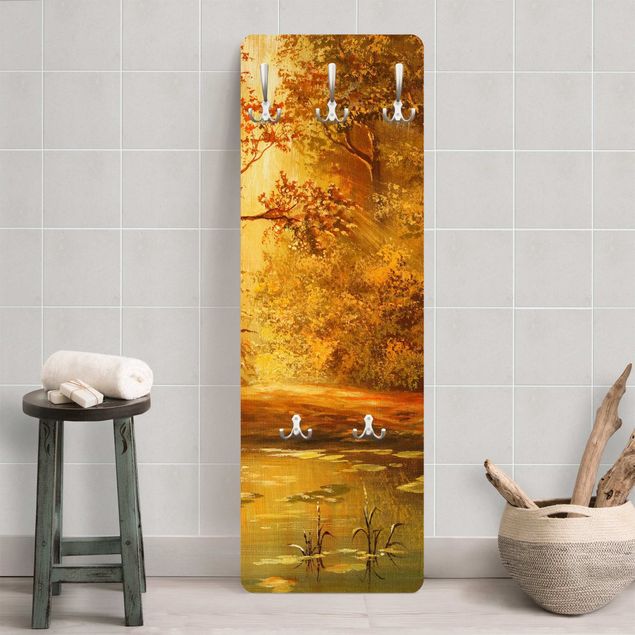 Porte-manteaux muraux avec paysage No.537 Peinture d'automne