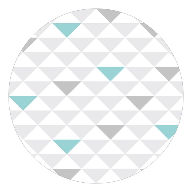 Tapisserie motif No.YK64 Triangles Gris Blanc Turquoise