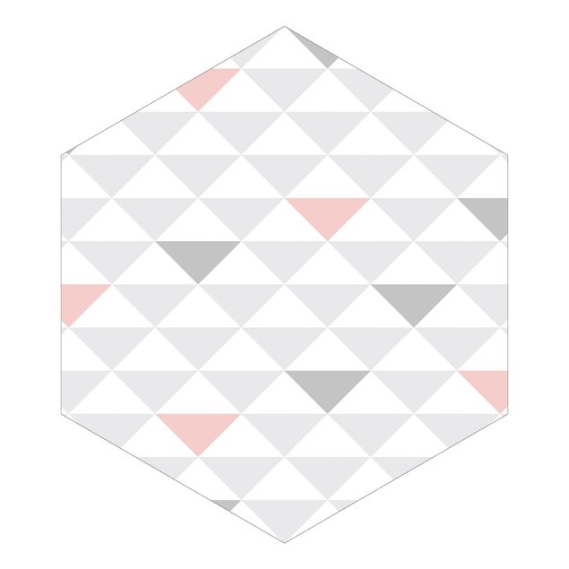 Papiers peints gris No.YK65 Triangles Gris Blanc Rose
