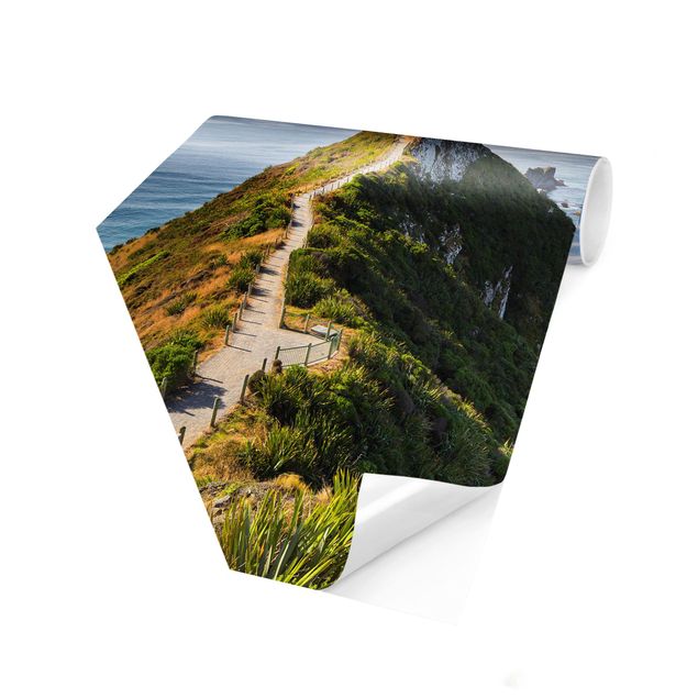 Papier peint panoramique paysage Phare de Nugget Point et mer Nouvelle-Zélande
