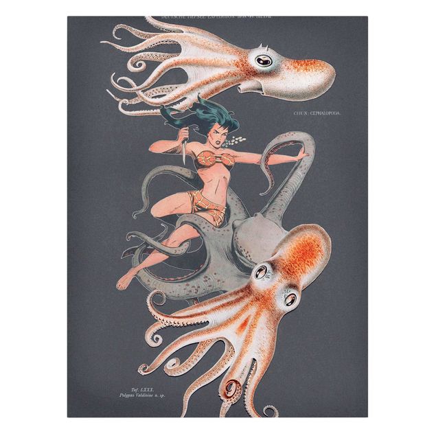 Tableaux reproductions Nymphe avec octopus