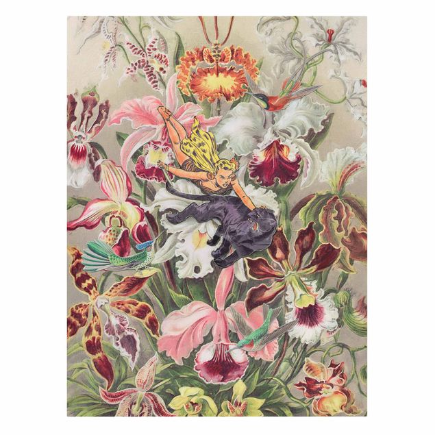 Tableau floral mural Nymphe avec orchidées