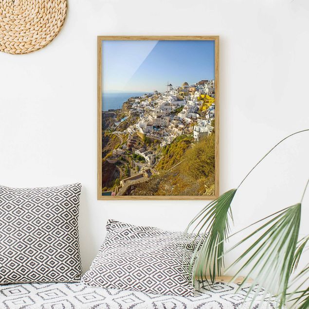 Tableaux encadrés paysage Oia à Santorin