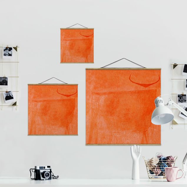 Tableau textile Taureau Orange