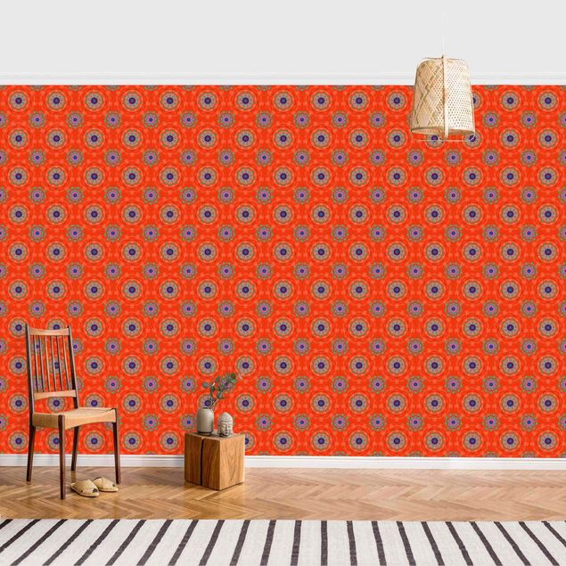 Tapisserie motif Orange Mandala Pattern - Roll