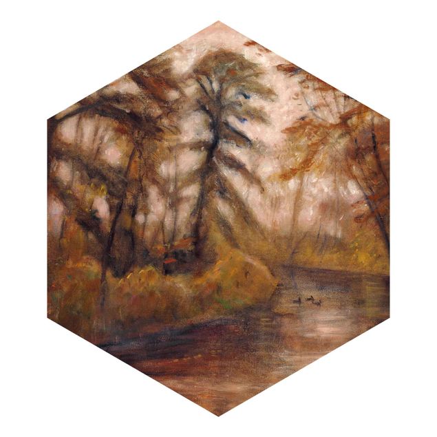 Papiers peintspanoramique hexagonal Otto Modersohn - Crépuscule (Automne au Wümme)