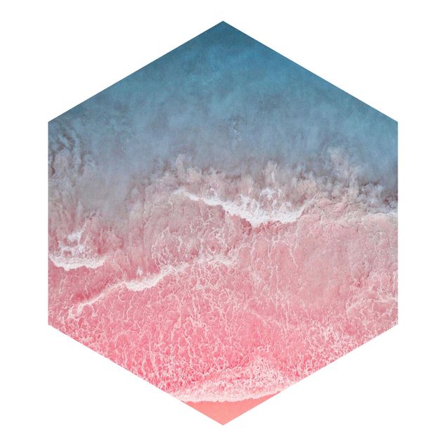 Papier peint hexagonal autocollant avec dessins - Ocean In Pink