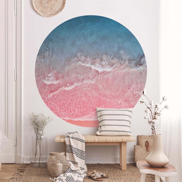 Papier peint panoramique paysage Océan en rose