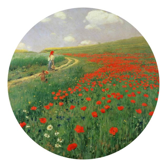 Papiers peints modernes Pál Szinyei-Merse - Paysage d'été avec un coquelicot en fleur