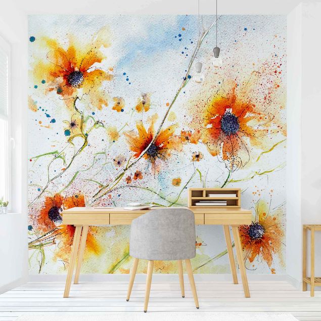 Tapisserie moderne Painted Flowers