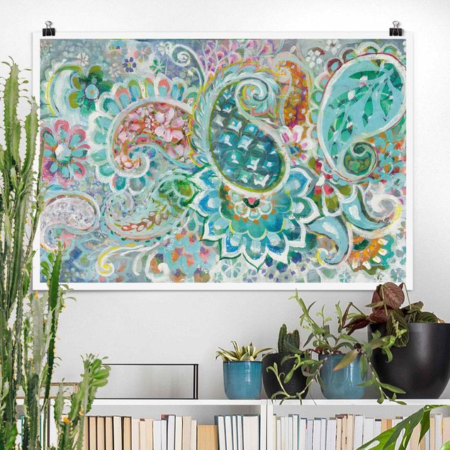 Tableau moderne Paisley with flowers