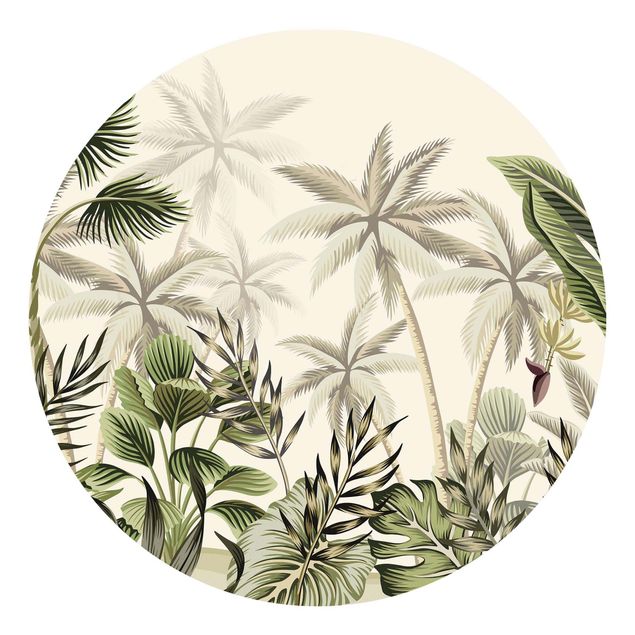 Papier peint rond autocollant - Palm Trees In The Jungle