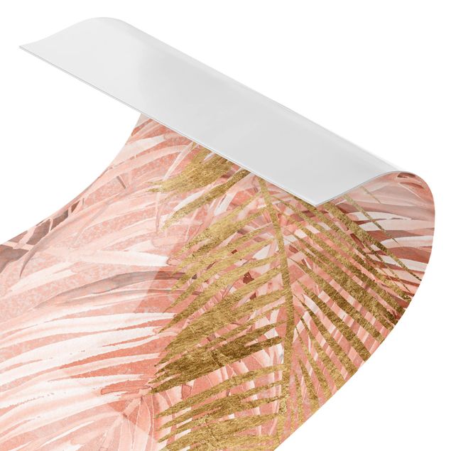 Revêtement mural de douche - Palm Fronds In Pink And Gold II