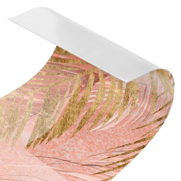 Revêtement mural de douche - Palm Fronds In Pink And Gold III