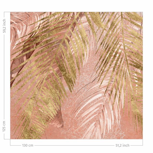 rideaux salon moderne Palm Fronds In Pink And Gold III
