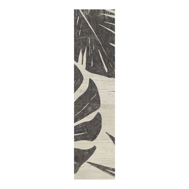 Panneaux coulissants avec fleurs Feuilles de palmier sur fond gris clair