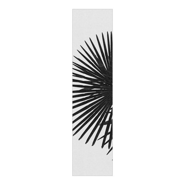Panneaux coulissants avec fleurs Feuilles de palmier en noir et blanc