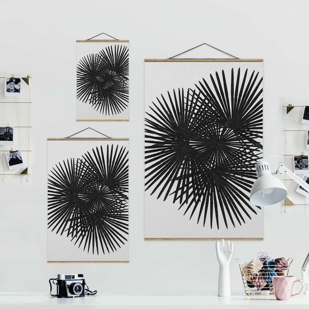 Tableau décoration Feuilles de palmier en noir et blanc