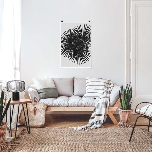 Tableau moderne Feuilles de palmier en noir et blanc