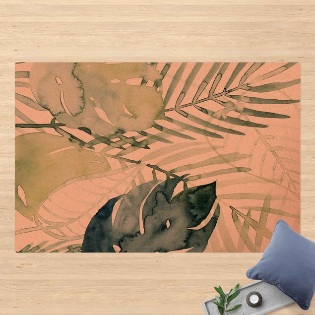 tapis modernes Feuilles de palmier à l'aquarelle I