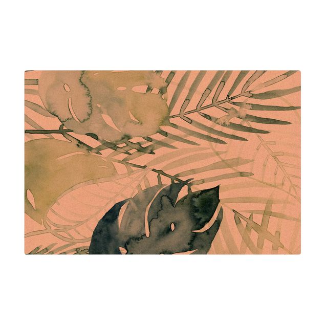 tapis salle à manger Feuilles de palmier à l'aquarelle I