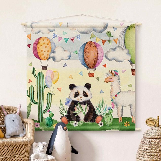Déco chambre bébé Panda And Lama Watercolour
