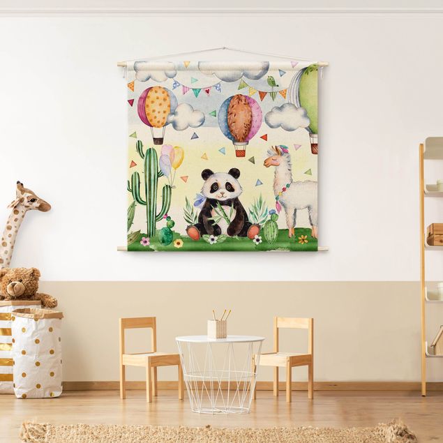 Tableaux panda Panda And Lama Watercolour