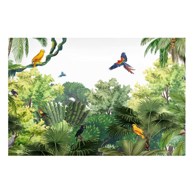 Tableau paysage Parade de perroquets dans la jungle