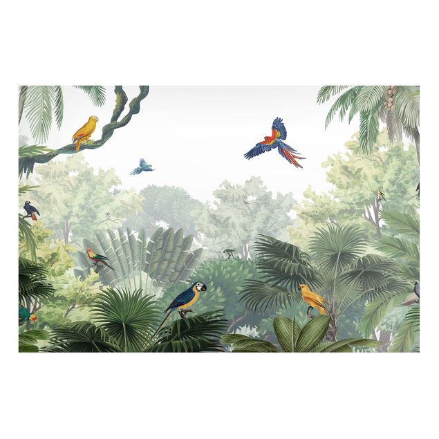 Tableaux arbres Parade de perroquets dans la douce jungle