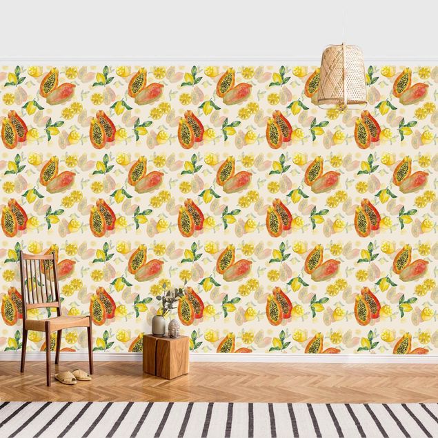 papier peint graphique Papayas And Lemons - Roll