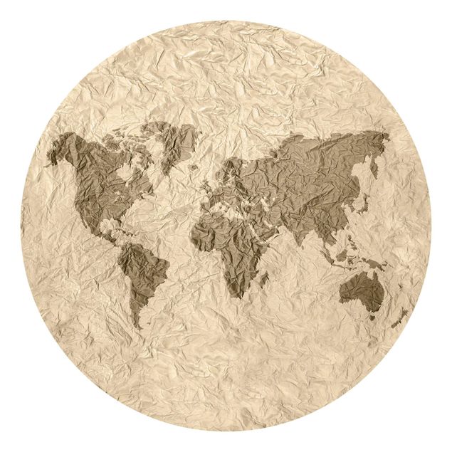 Papiers peints beige Carte du Monde en Papier Beige Marron