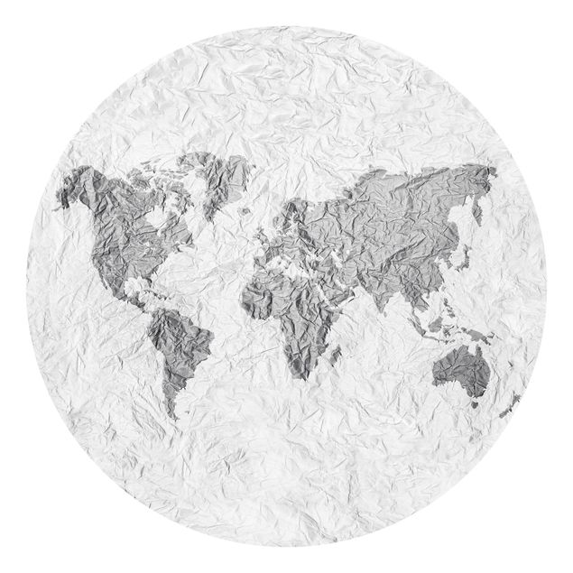 Papier peint carte du monde Carte du Monde en Papier Blanc Gris