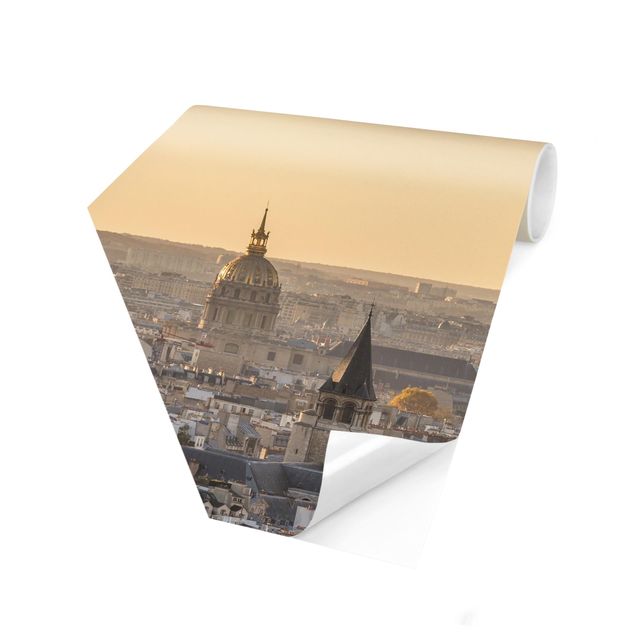 Papier peint panoramique ville Paris à l'aube
