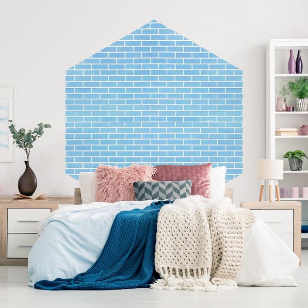 Papier peint moderne Pastel Blue Brick Wall