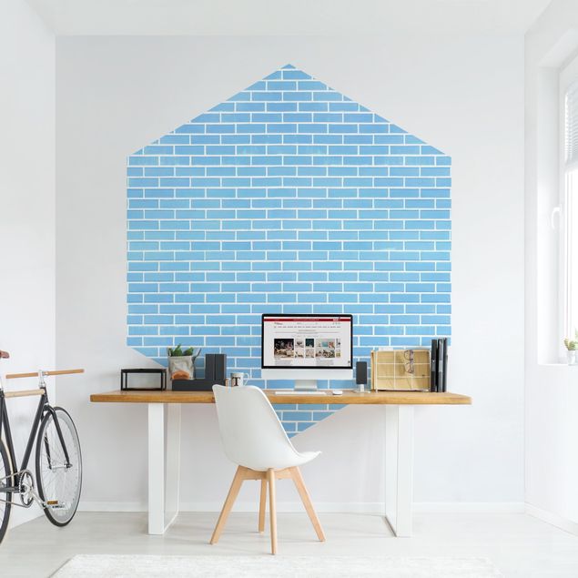 Papier peint industriel Pastel Blue Brick Wall