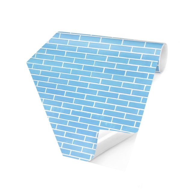 Papier peint pierre      Pastel Blue Brick Wall