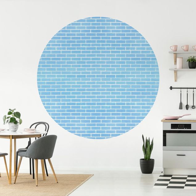 Papier peint moderne Pastel Blue Brick Wall